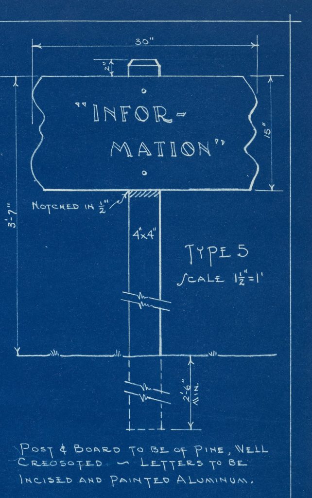 Detailed blueprint of an information sign.