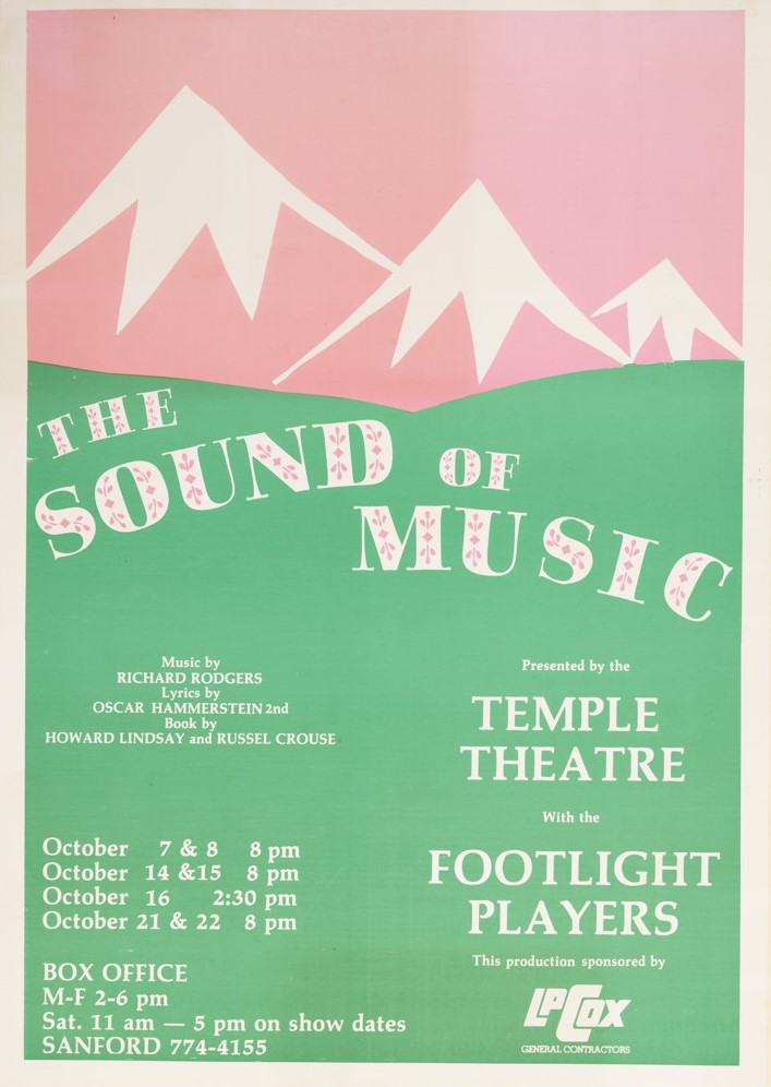 A poster for a production of "The Sound of Music" at Temple Theater
