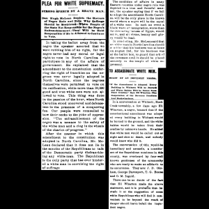 Five clippings of excerpts from two articles in the newspaper, on white paper with minimal wear.