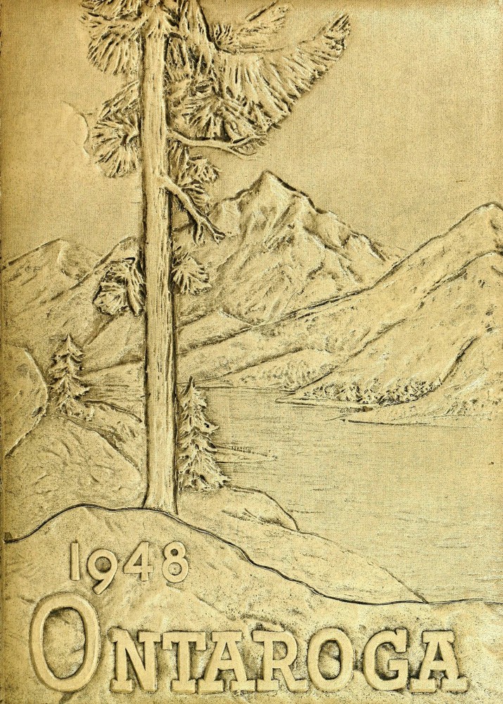 Cover of Lees-McCrae College yearbook with an engraving of a river flowing through mountains