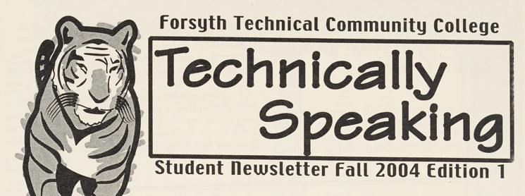 Title design for the Fall 2004 issue of Technically Speaking. A tiger appears next to the title text.