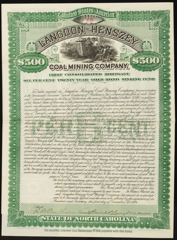 The front page of the Langdon-Henszey mortgage bill.