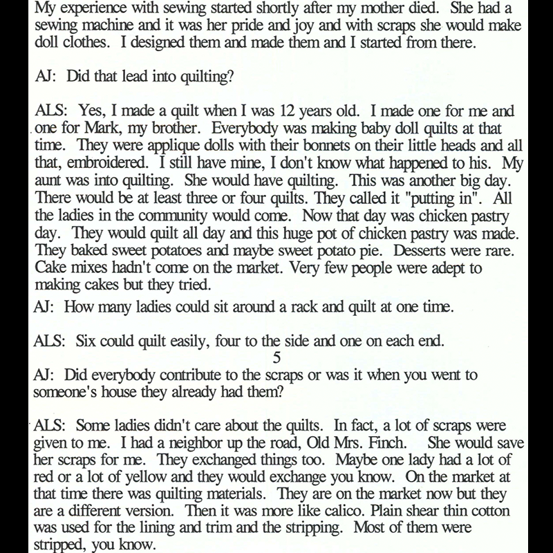 Excerpts from oral history transcription.